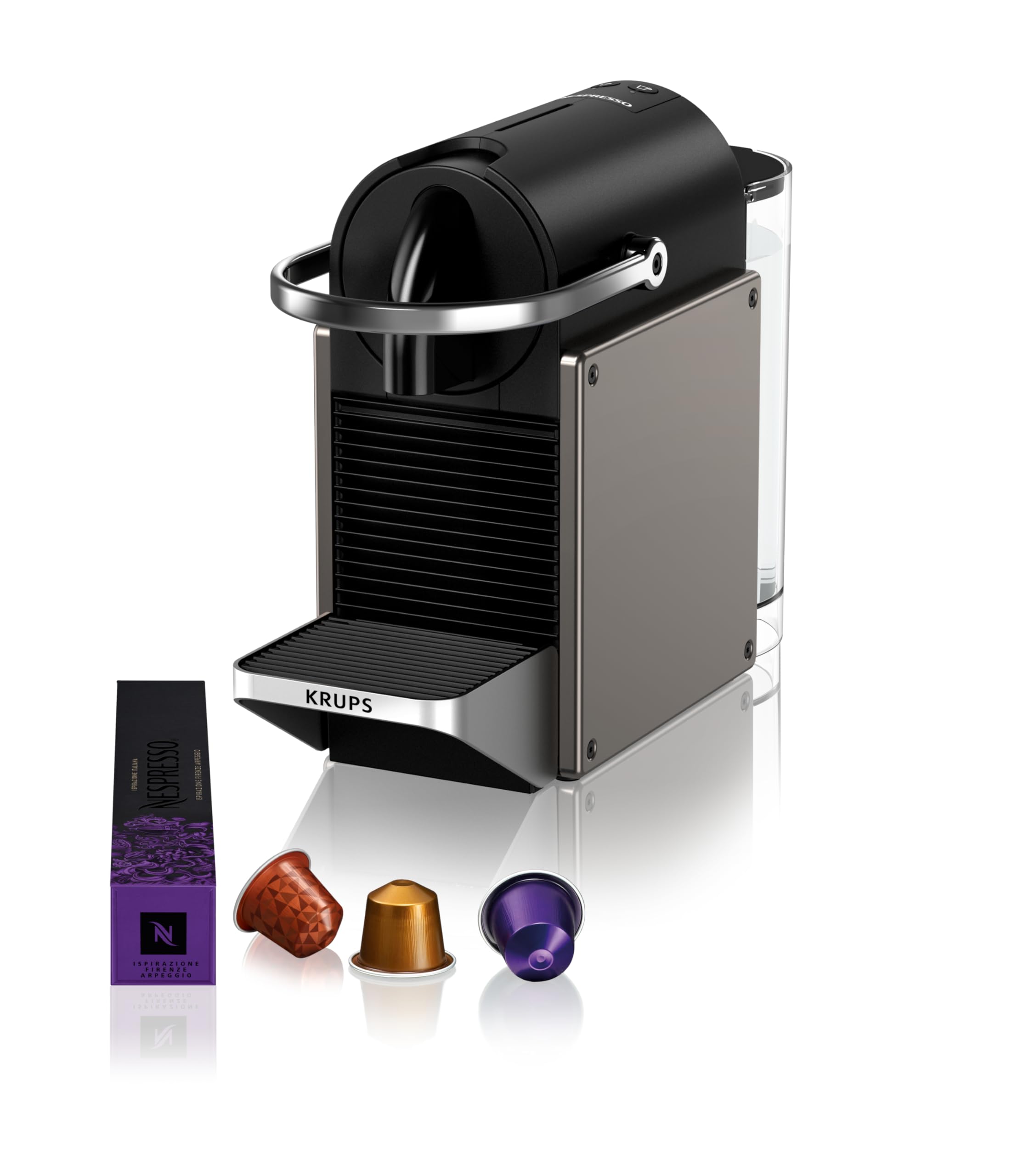 Pixie Cafetière à Capsules Titane – Compacte & Puissante
